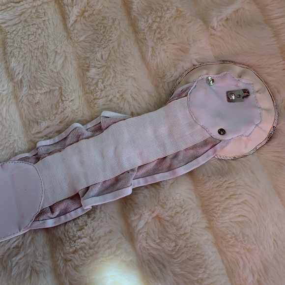 Vtg 80s Genuine leather Unique Artisan belt gold ornate buckle ruffle Belt M NOS - Picture 13 of 15